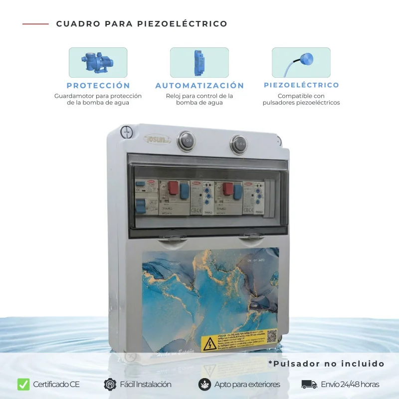 Piezoelectric control panel for 1 water or air pump