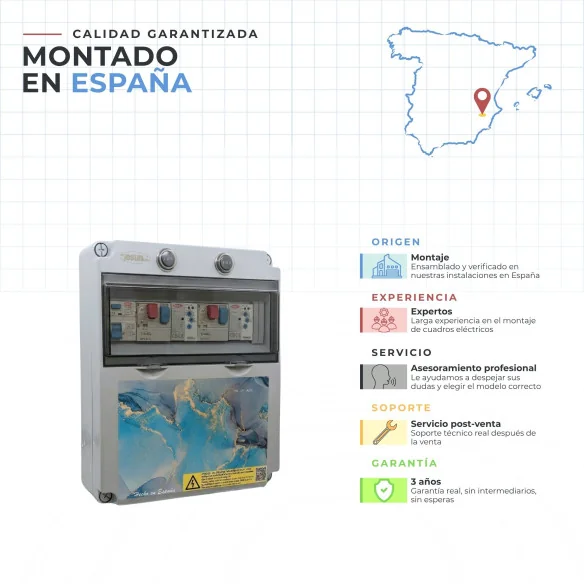 Cuadro electrico piezoelectrico para 1 bomba de agua o aire