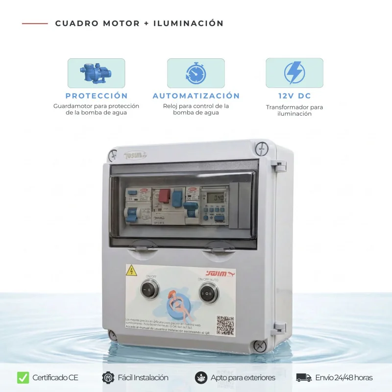 Tableau électrique compact pour piscine avec transformateur