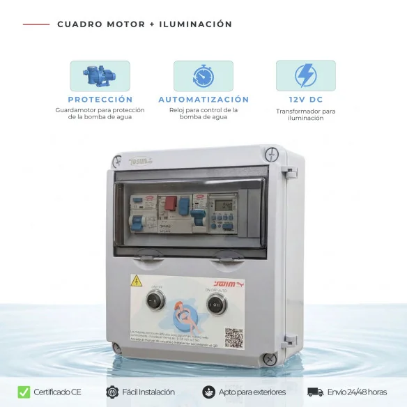 Quadro elétrico compacto para piscinas com transformador