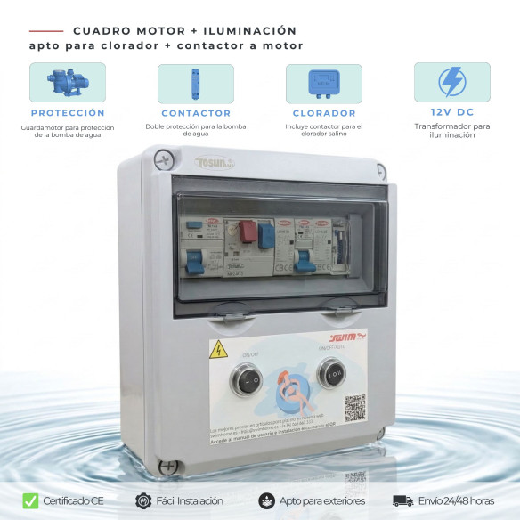 Painel Eléctrico de Piscina para Clorador DC de 60W com Contactor | Swimhome