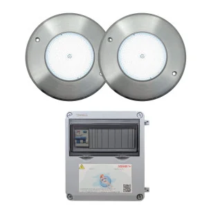 Foco LED Blanco Frío Acero Inoxidable 16CM ø 10W + Transformador