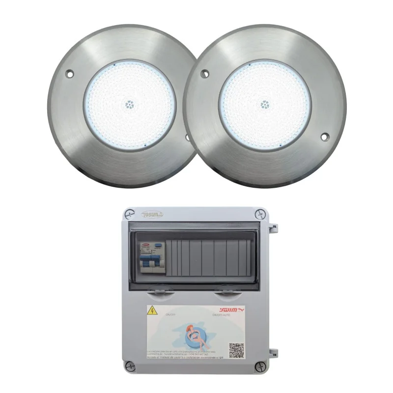 Foco LED Blanco Frío Acero Inoxidable 16CM ø 10W + Transformador