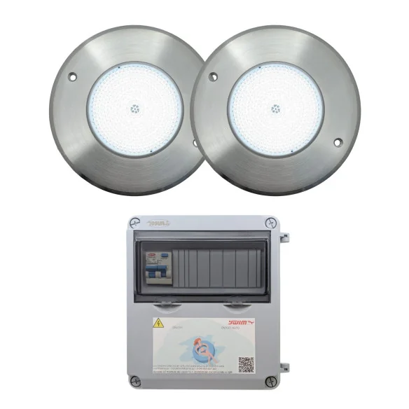 Foco LED Blanco Frío Acero Inoxidable 16CM ø 10W + Transformador
