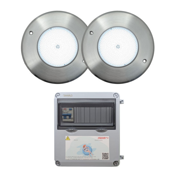 Foco LED Blanco Frío Acero Inoxidable 16CM ø 10W + Transformador