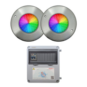 Foco LED RGB ON/OFF Acero Inoxidable 16CM ø 10W + Transformador