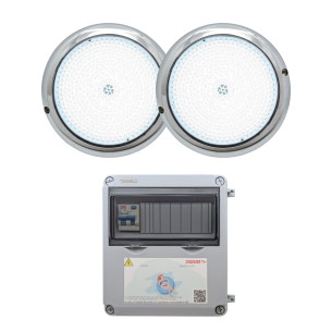 Pack 2 RGB LED Spotlights 15W Stainless Steel+Transformer 100W