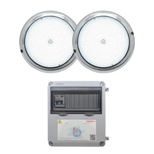 Pack 2 Focos LED Blanco 15W Acero Inoxidable+Transformador 100W