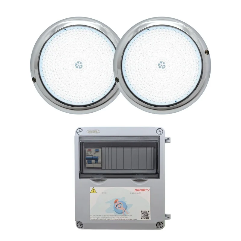 Pack 2 RGB LED Spotlights 15W Stainless Steel+Transformer 100W