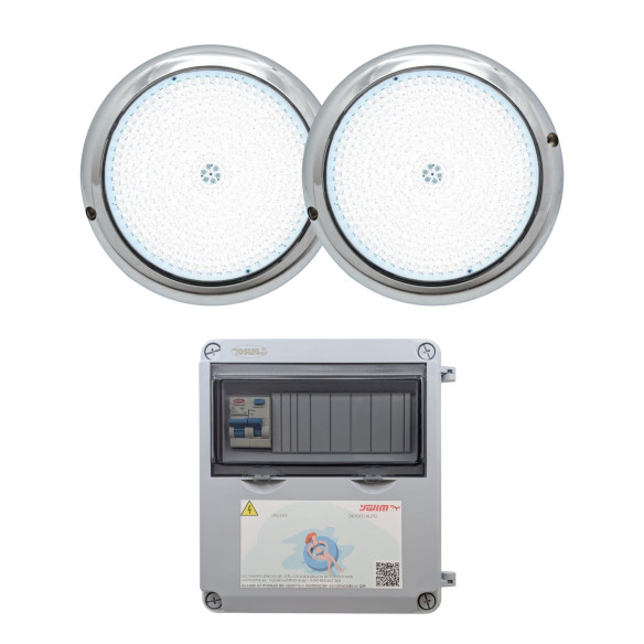 Pack 2 Focos LED Blanco 15W Acero Inoxidable+Transformador 100W