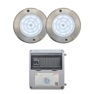 Pack Foco LED Blanco Frío Acero Inoxidable 11CM ø 6W + Transformador