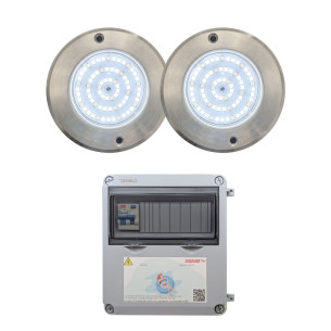 Projetor LED Branco Frio Aço Inoxidável 11CM ø 6W + Transformador