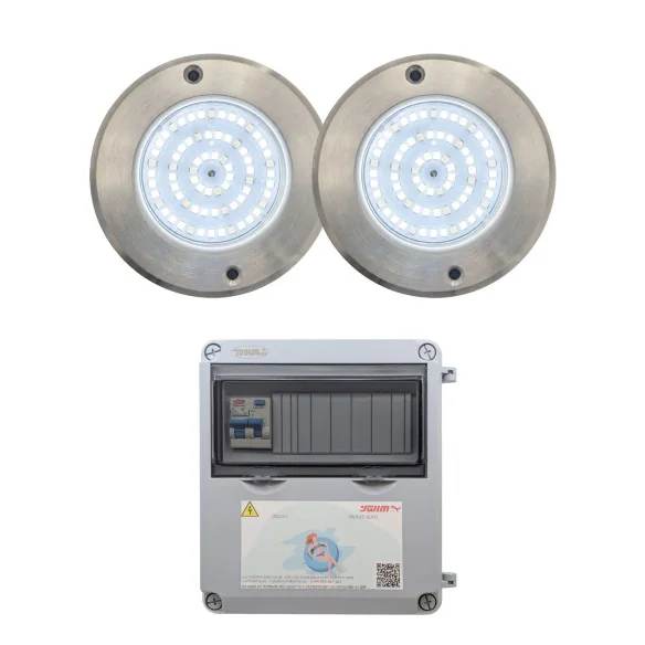 Pack Foco LED Blanco Frío Acero Inoxidable 11CM ø 6W + Transformador