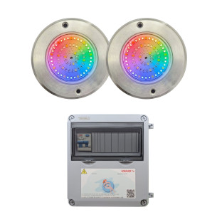 Pack Projetor LED RGB ON/OFF Aço Inoxidável 11CM ø 6W + Transformador