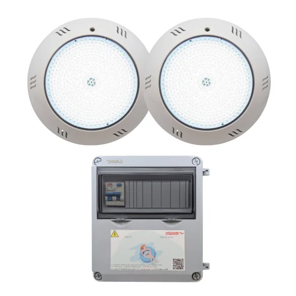 Pack 2 spots LED blanc chaud 35W avec transformateur 100W