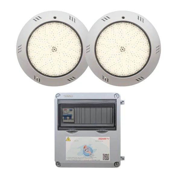 Pack 2 spots LED blanc chaud 35W avec transformateur 100W