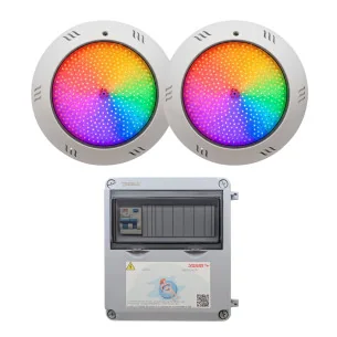 Pack 2 Focos LED RGB 35W con Transformador 100W