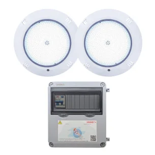 Pack 2 White LED Spotlights 35W with Transformer 100W