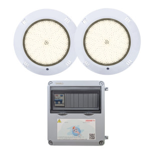 Pack 2 Warm White LED Spotlights 35W with Transformer 100W