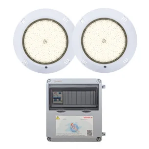 Pack 2 spots LED blanc chaud 35W avec transformateur 100W