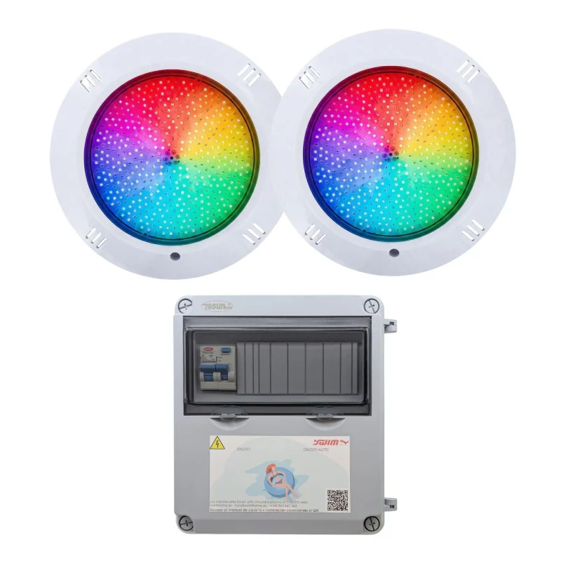 Pack 2 Focos LED RGB 4 hilos 35W con Transformador 150W