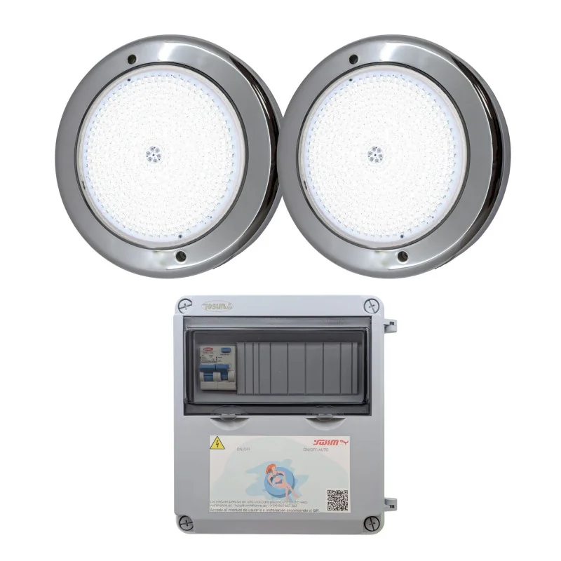 Pack 2 Focos LED de Acero Inoxidable + Transformador 100W 12AC