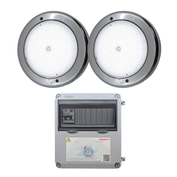 Pack 2 Focos LED de Acero Inoxidable + Transformador 100W 12AC