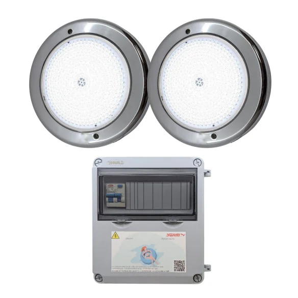Pack 2 Focos LED Blanco 6000k de Acero Inoxidable + Transformador 100W 12AC