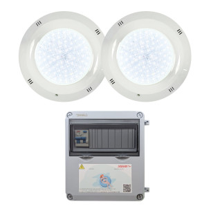 Pack 2 White LED Spotlights 30W with Transformer 100W
