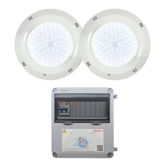 Pack 2 spots LED blancs 30W avec transformateur 100W