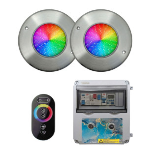 Pack 2 spots LED RGB avec panneau électrique pour piscine