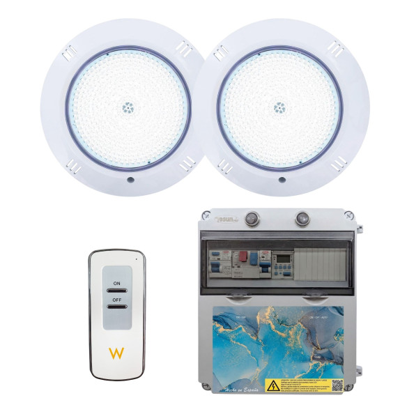 Pack 2 Focos LED Blanco Frío ON/OFF 35W 12V AC con Cuadro Eléctrico