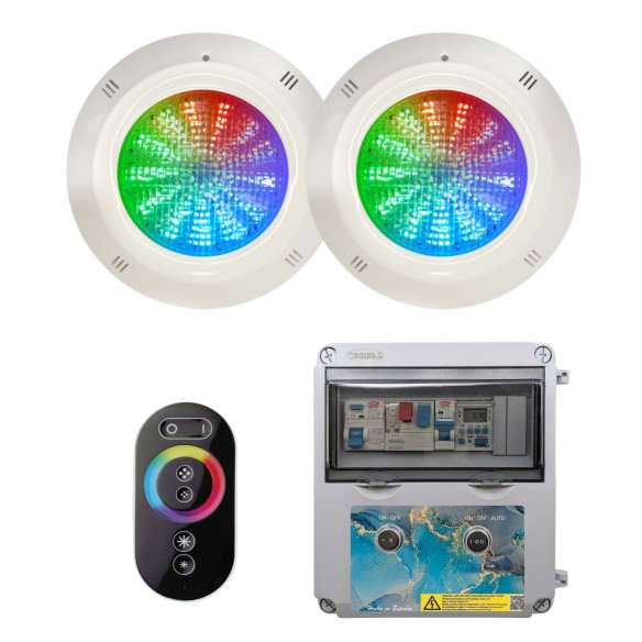 Pack 2 Focos LED RGB con Cuadro Eléctrico para Piscina