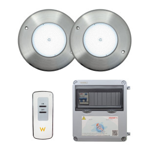 Projetor LED Branco Frio Aço Inoxidável 16CM 10W + Controlo Remoto + Transformador