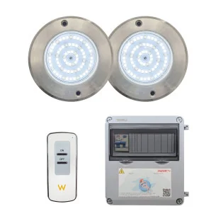 RGB LED Spotlight ON/OFF Stainless Steel 11CM ø 6W + Control + Transformer