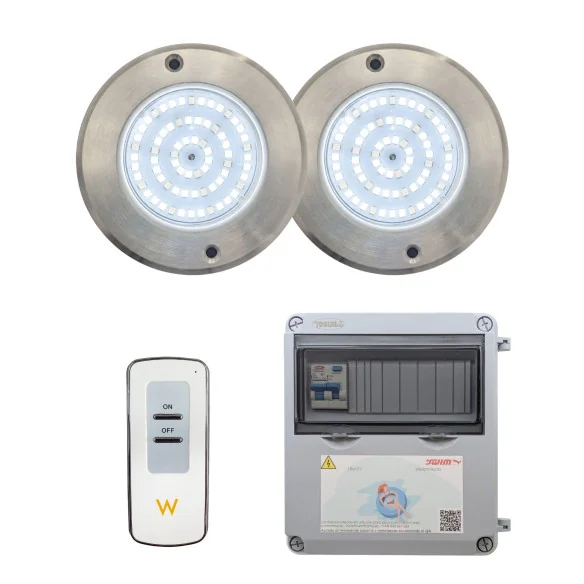 Spot LED RVB ON/OFF Acier inoxydable 11CM ø 6W + Contrôle + Transformateur