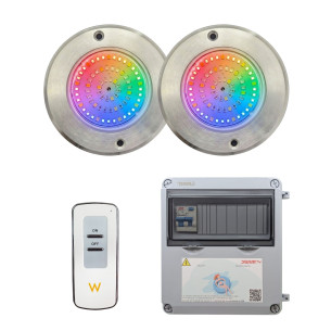 Foco LED RGB ON/OFF Acero Inoxidable 11CM ø 6W + Mando + Transformador