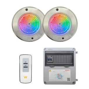 Spot LED RVB ON/OFF Acier inoxydable 11CM ø 6W + Contrôle + Transformateur