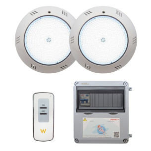 Pack 2 Focos LED Blanco Frío ON/OFF + Transformador 100W 12AC