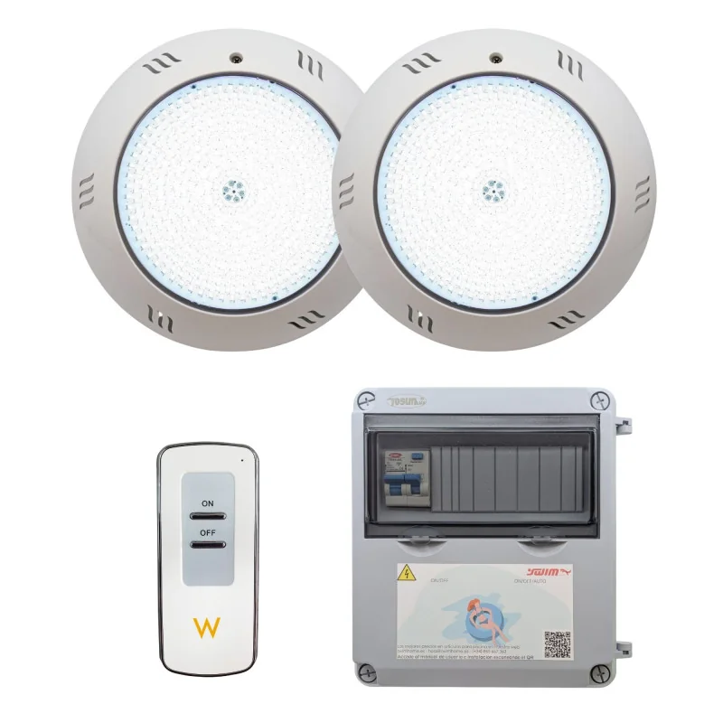 Pack 2 LED Spotlights Cool White ON/OFF + Transformer 100W 12AC