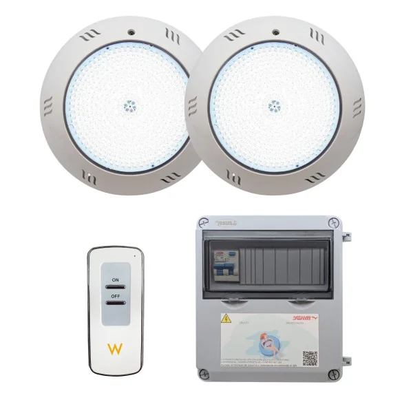 Pack 2 Focos LED Blanco Frío ON/OFF + Transformador 100W 12AC