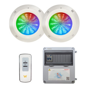 Pacote de poupança: 2 LED RGB 35W ABS Luzes de piscina ABS + Transformador + Controlo remoto