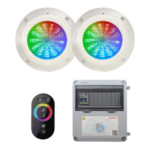 Pack Ahorro 2 focos LED RGB 4 hilos + Control Remoto + Transformador