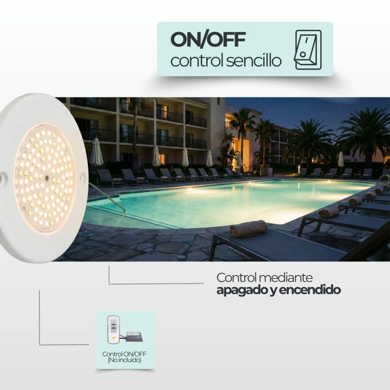 Surface LED Pool Spotlight 6W 12V AC | Warm White 3000K | Ø11cm
