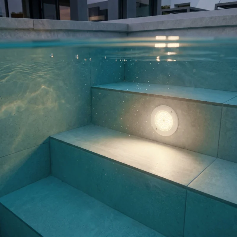 Projetor LED Piscina Superfície 6W 12V AC | Branco Quente 3000K | Ø11cm