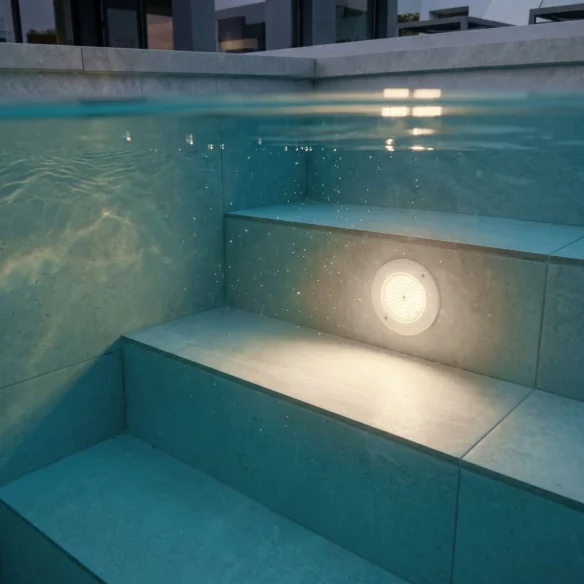 Projecteur LED Piscine en Saillie 6W 12V AC | Blanc Chaud 3000K | Ø11cm