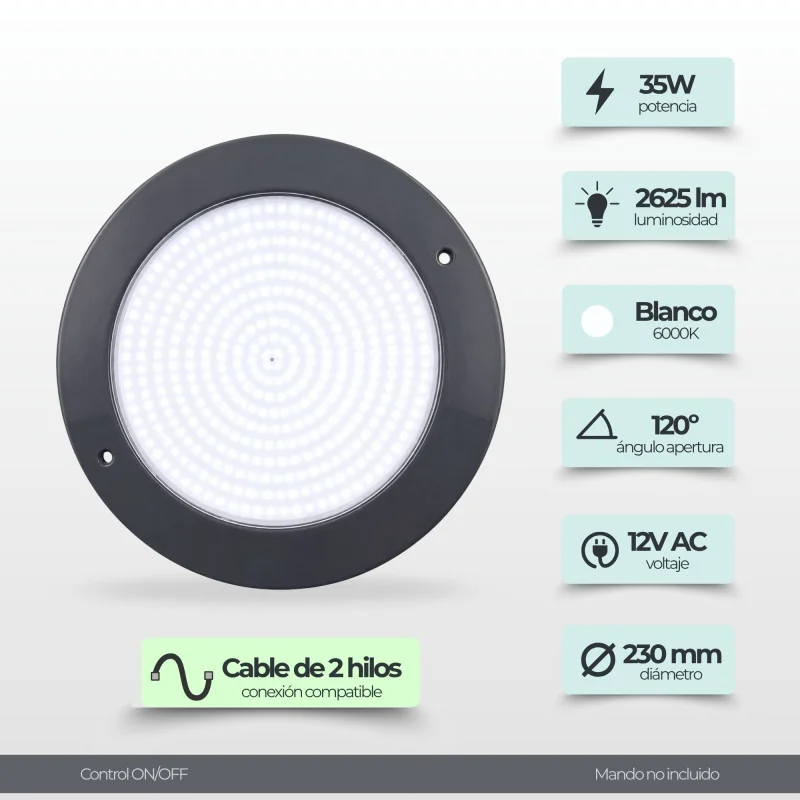 Ø23 cm Ultrathin LED Pool Light 12V AC – 35W ABS | Swimhome