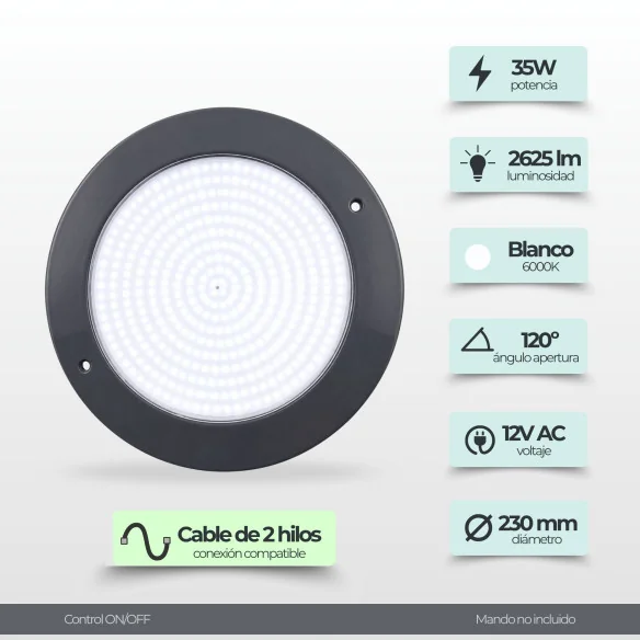 Ø23 cm Ultrathin LED Pool Light 12V AC – 35W ABS | Swimhome