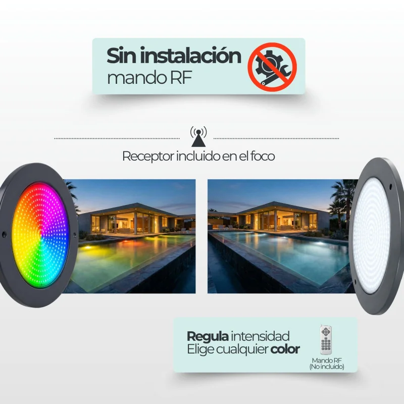 Projecteur LED Piscine 35W 12V AC RGB+W Hors-bord Ultrathin Black