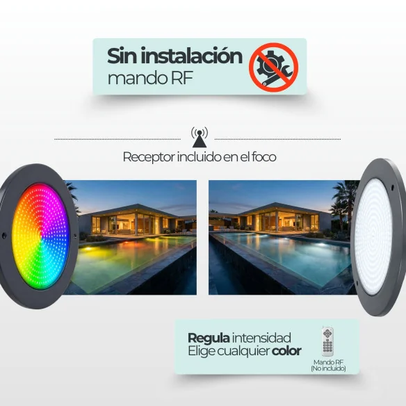 Foco LED RGBW Plano 35W ABS Antracita ON/OFF